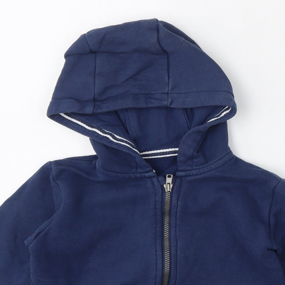 Marks and Spencer Boys Blue  Cotton Full Zip Hoodie Size 2-3 Years  Zip