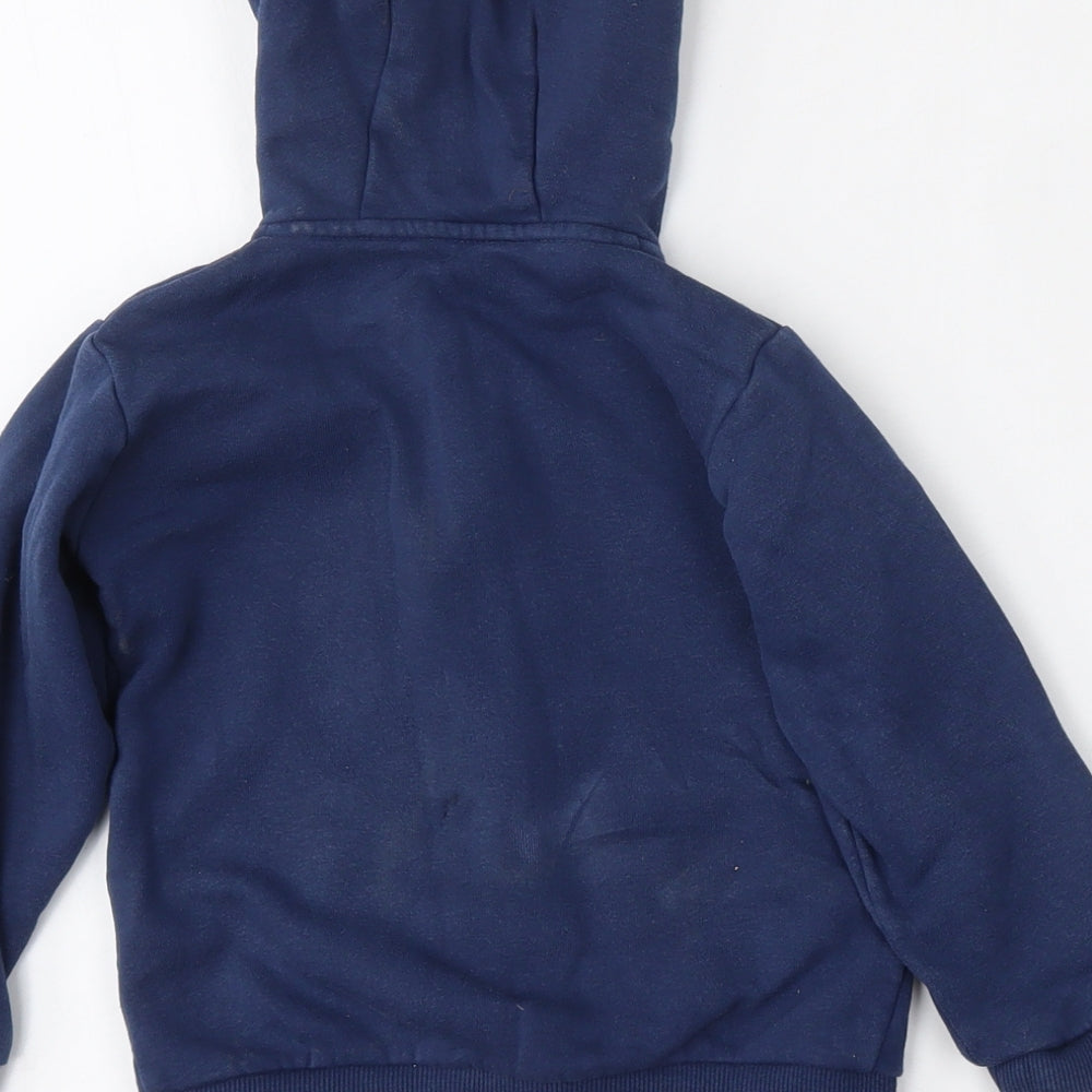 Marks and Spencer Boys Blue  Cotton Full Zip Hoodie Size 2-3 Years  Zip