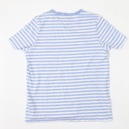 Marks and Spencer Womens Multicoloured Striped Cotton Basic T-Shirt Size 14 Round Neck