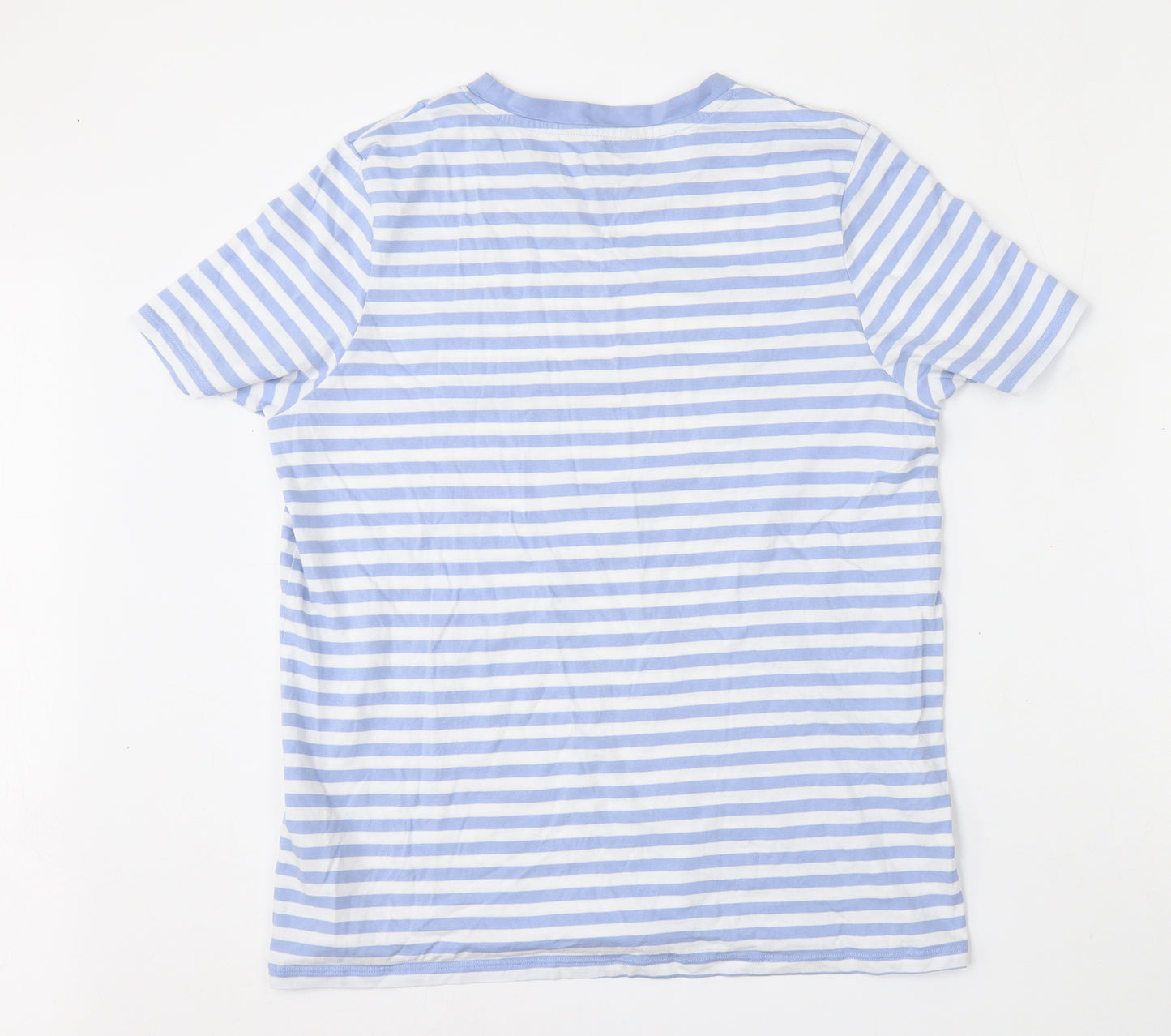 Marks and Spencer Womens Multicoloured Striped Cotton Basic T-Shirt Size 14 Round Neck