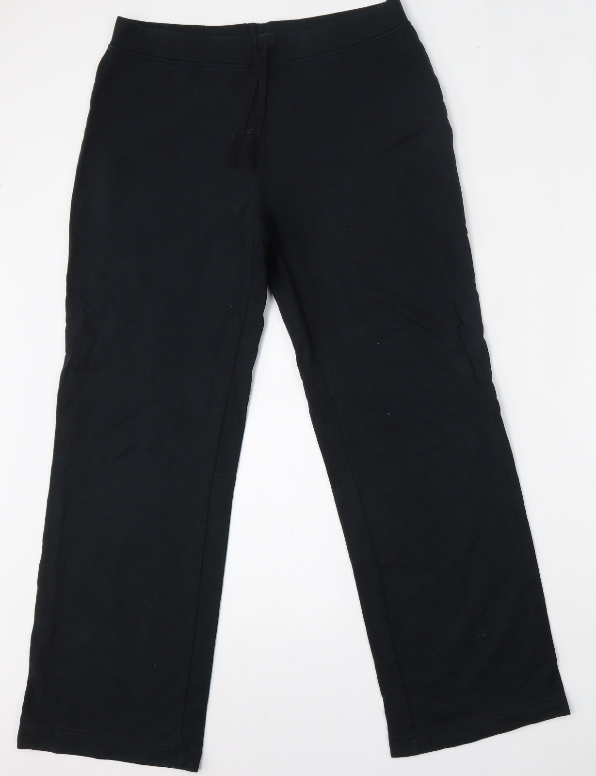 Marks and Spencer Womens Black  Cotton Jogger Trousers Size 14 L30 in Regular Drawstring