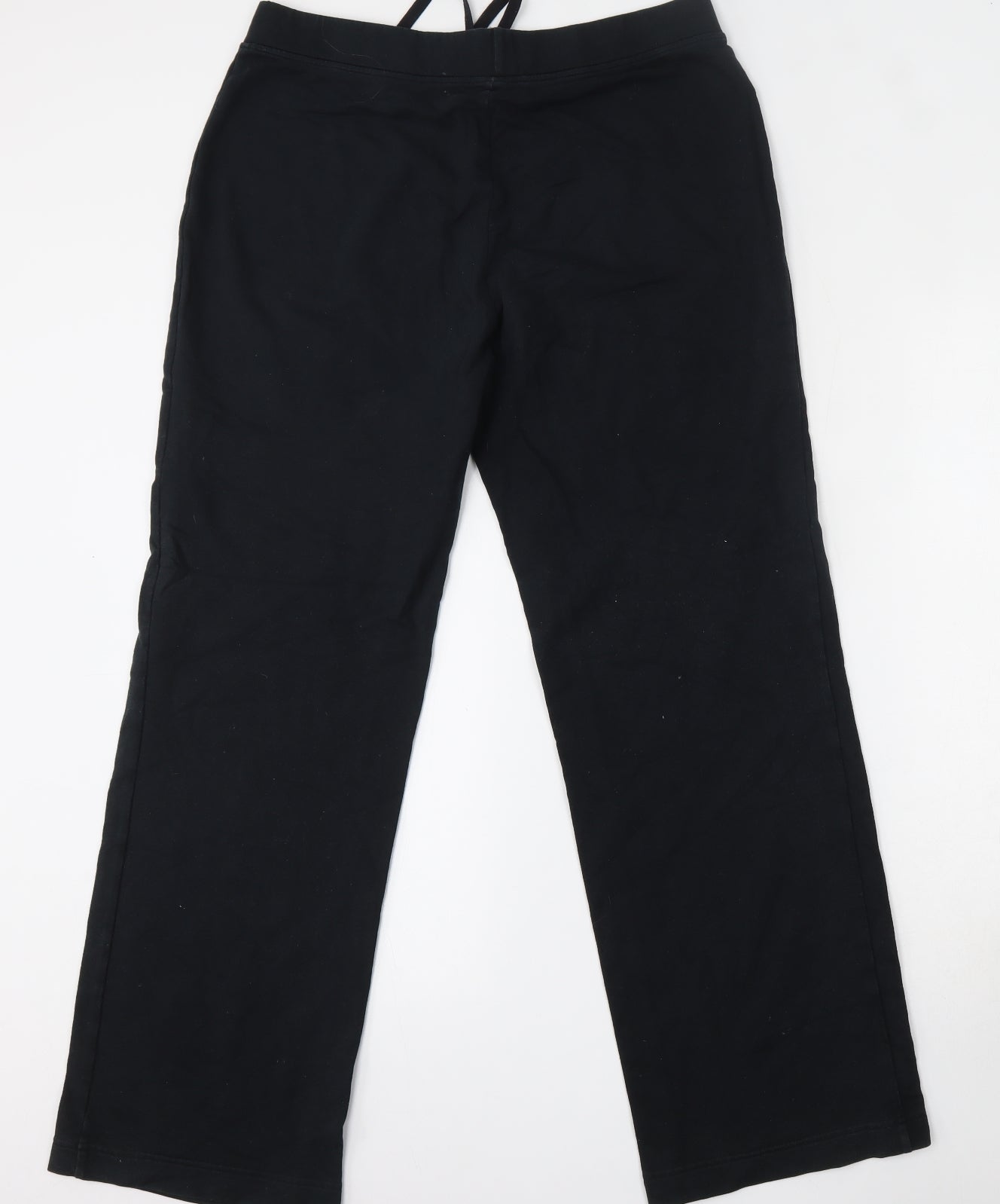 Marks and Spencer Womens Black  Cotton Jogger Trousers Size 14 L30 in Regular Drawstring