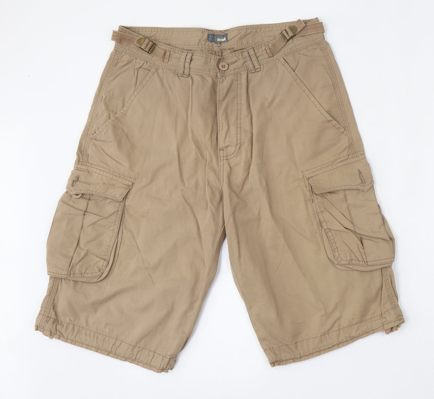 Peter Werth Mens Brown  Cotton Cargo Shorts Size 33 L14 in Regular Button