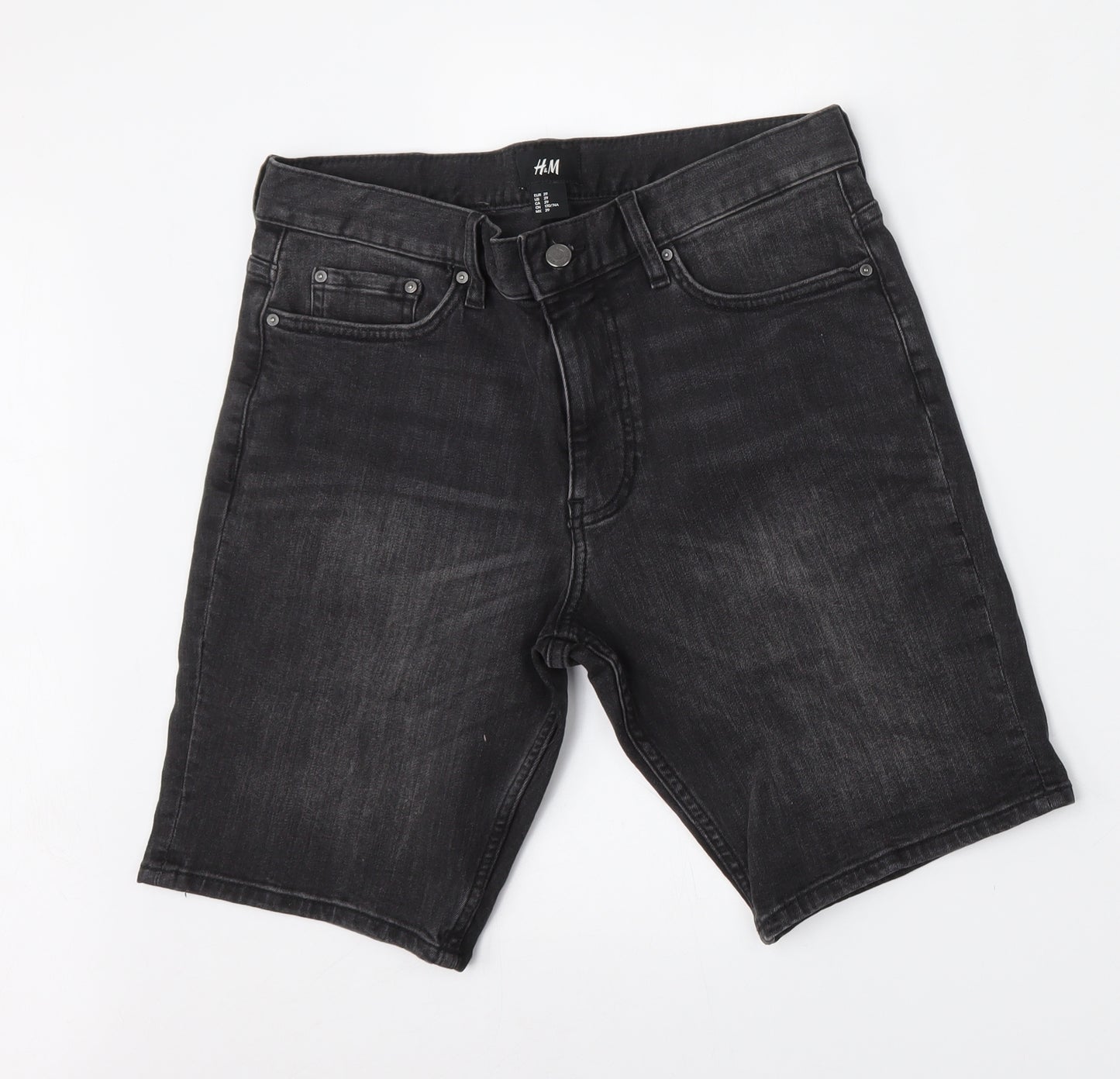 H&M Mens Black  Cotton Bermuda Shorts Size 29 L9 in Regular Button