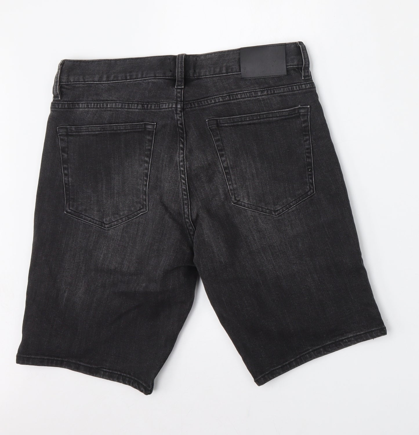 H&M Mens Black  Cotton Bermuda Shorts Size 29 L9 in Regular Button