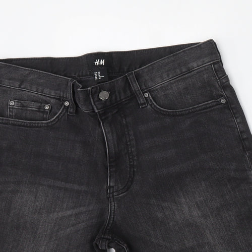 H&M Mens Black  Cotton Bermuda Shorts Size 29 L9 in Regular Button