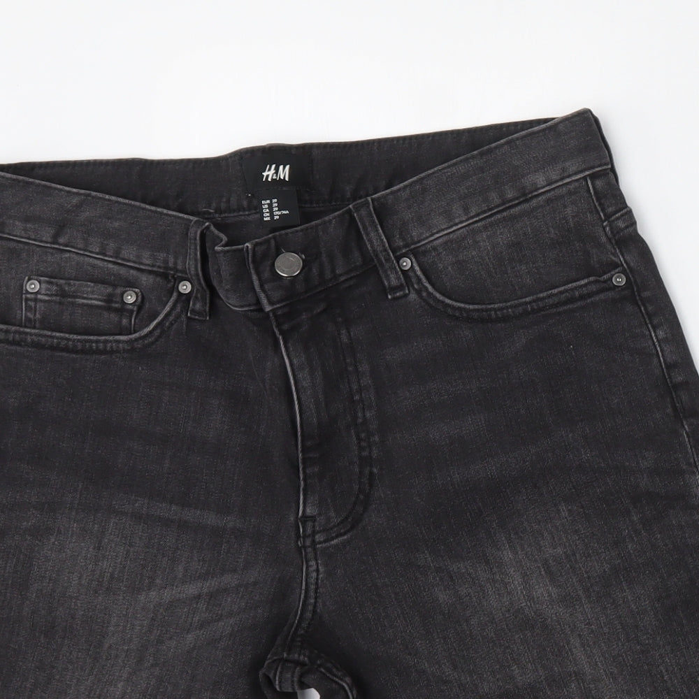 H&M Mens Black  Cotton Bermuda Shorts Size 29 L9 in Regular Button