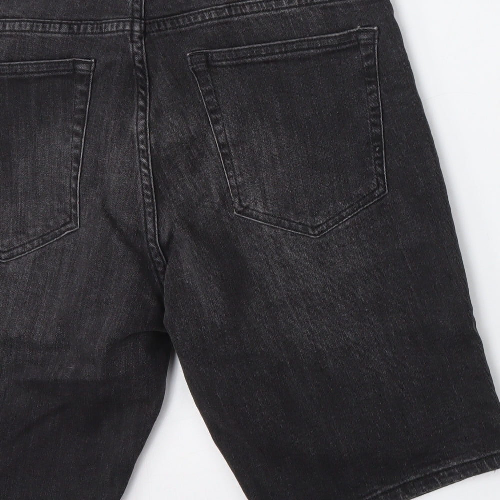 H&M Mens Black  Cotton Bermuda Shorts Size 29 L9 in Regular Button