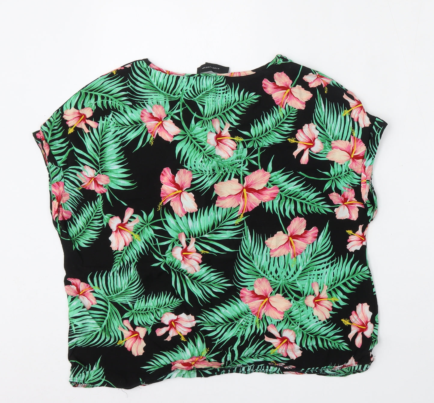 Atmosphere Womens Multicoloured Floral Viscose Basic T-Shirt Size 12 Round Neck