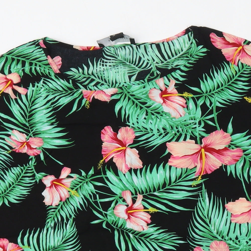 Atmosphere Womens Multicoloured Floral Viscose Basic T-Shirt Size 12 Round Neck
