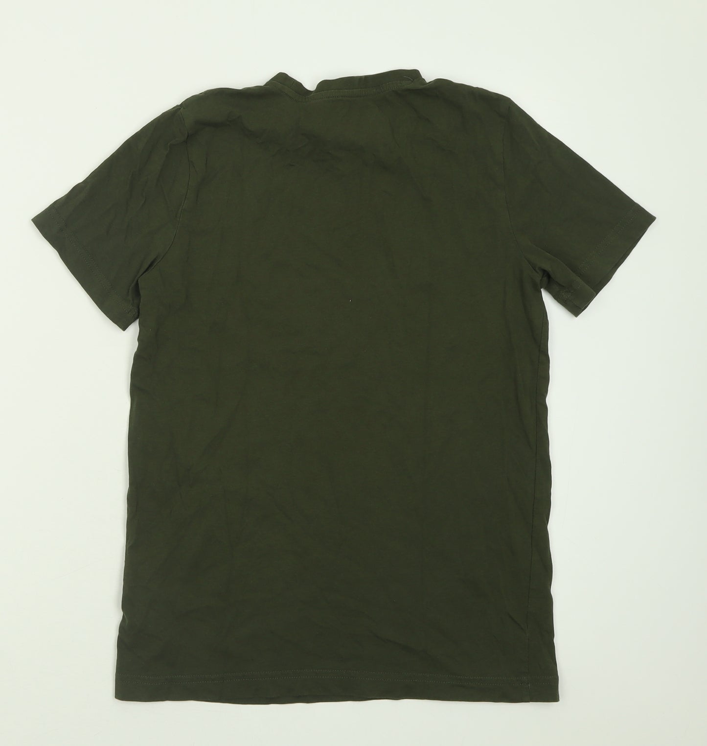 PUMA Boys Green  Cotton Basic T-Shirt Size 13-14 Years Crew Neck Pullover