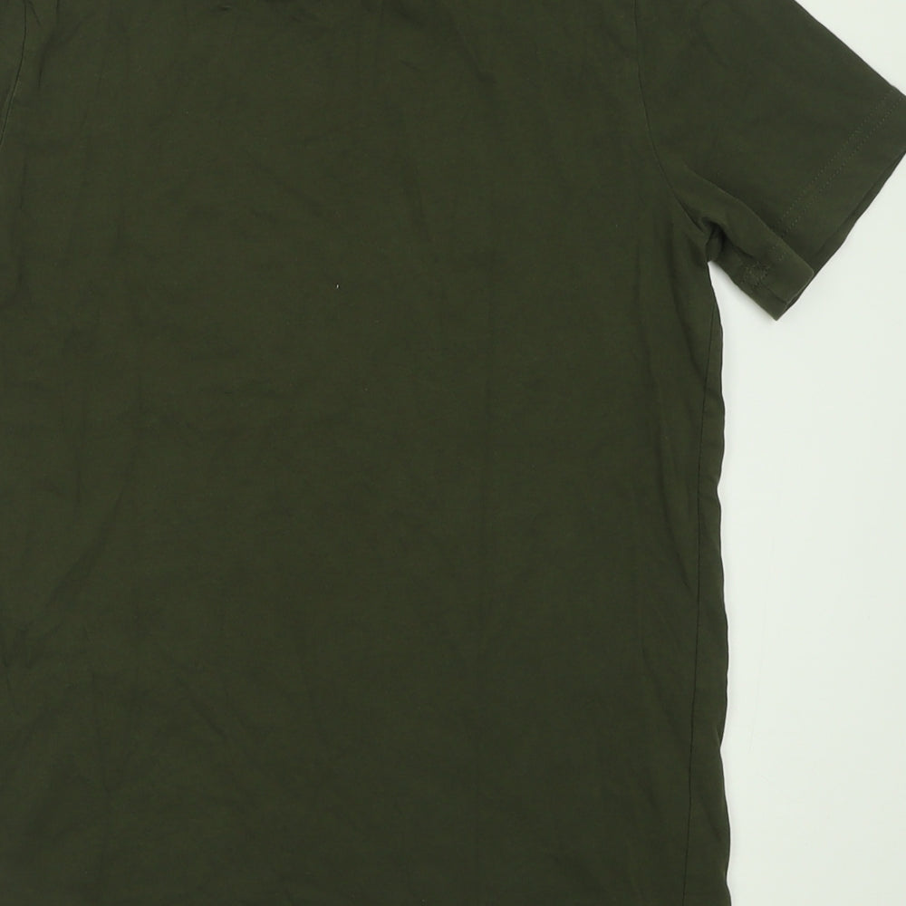 PUMA Boys Green  Cotton Basic T-Shirt Size 13-14 Years Crew Neck Pullover
