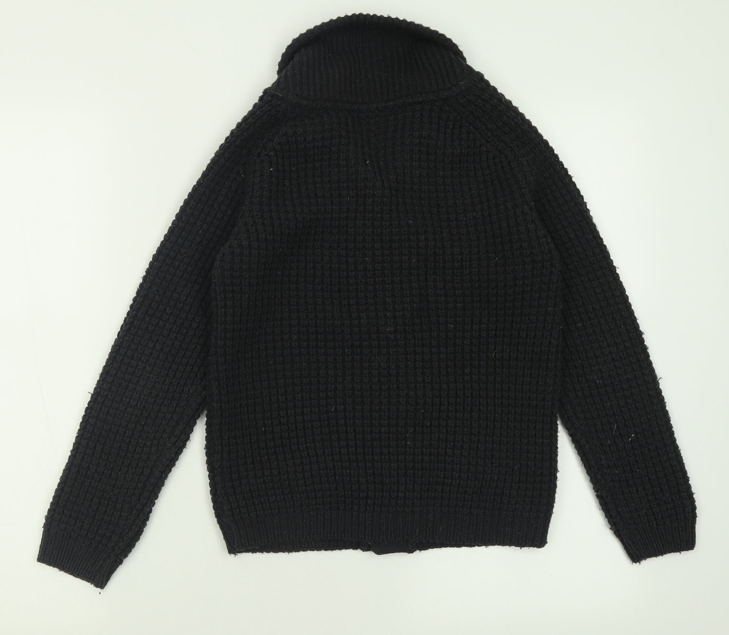 NEXT Boys Black V-Neck  Acrylic Cardigan Jumper Size 9 Years  Button