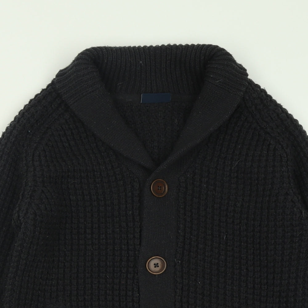 NEXT Boys Black V-Neck  Acrylic Cardigan Jumper Size 9 Years  Button
