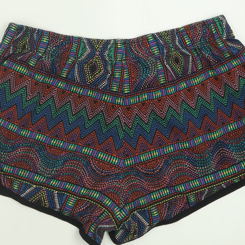 George Womens Multicoloured Geometric Cotton Sweat Shorts Size 14  Regular Tie