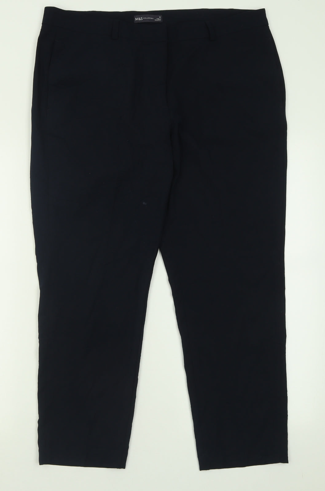 Marks and Spencer Womens Blue  Polyester Trousers  Size 16 L26 in Regular Hook & Eye