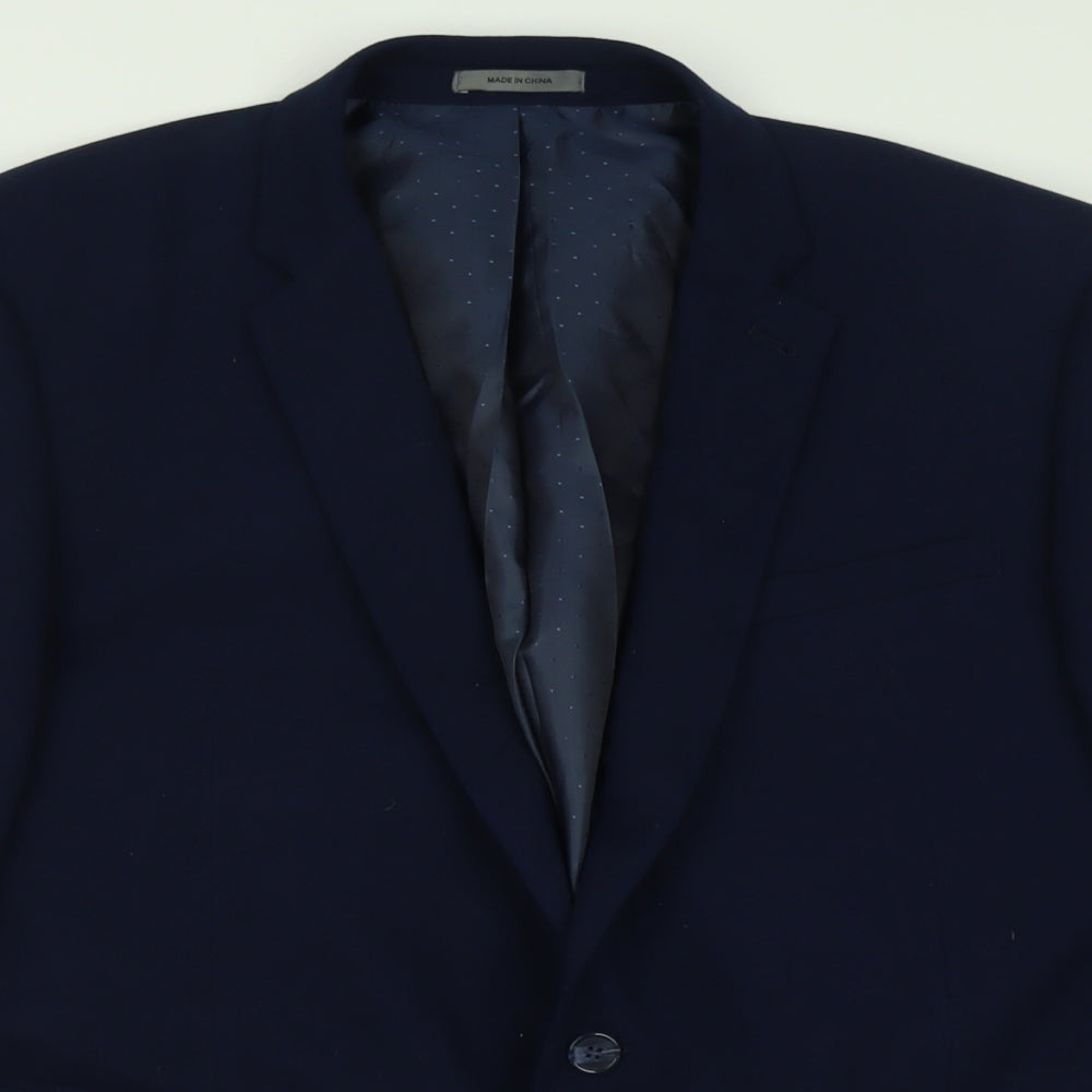 Cedar Wood State Mens Blue  Polyester Jacket Suit Jacket Size 44