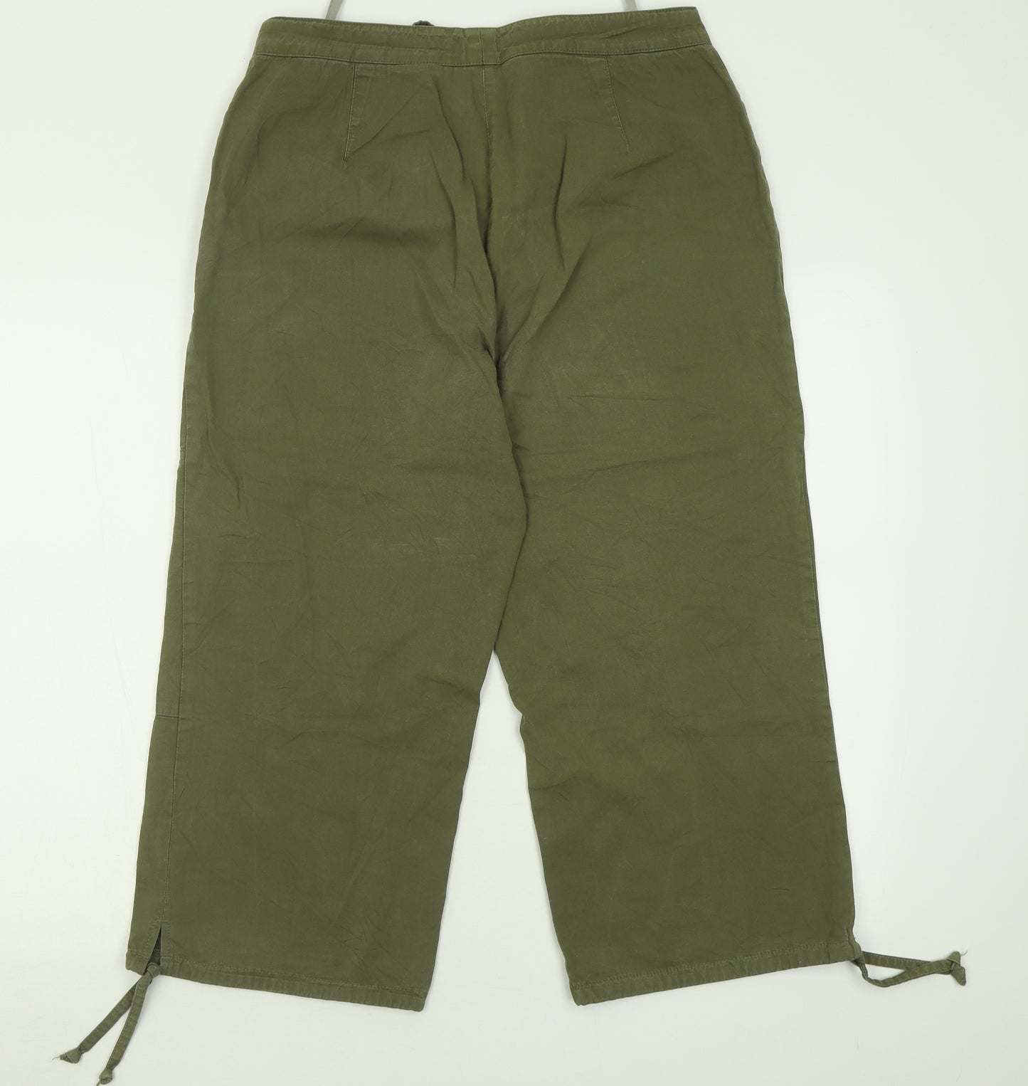Canda Womens Green  Cotton Cropped Trousers Size 16 L22 in Regular Button