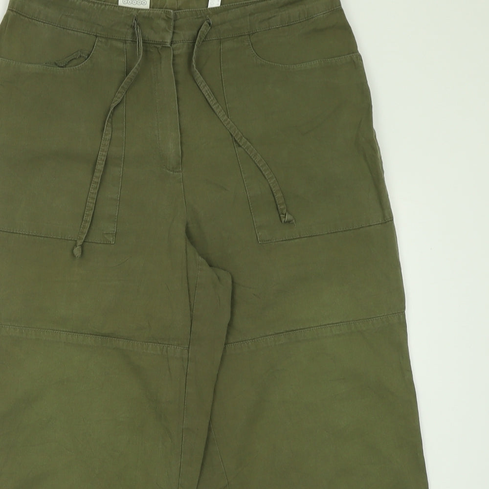 Canda Womens Green  Cotton Cropped Trousers Size 16 L22 in Regular Button