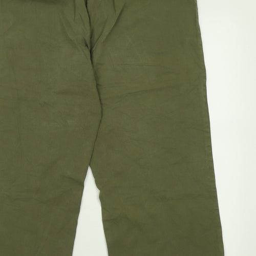 Canda Womens Green  Cotton Cropped Trousers Size 16 L22 in Regular Button