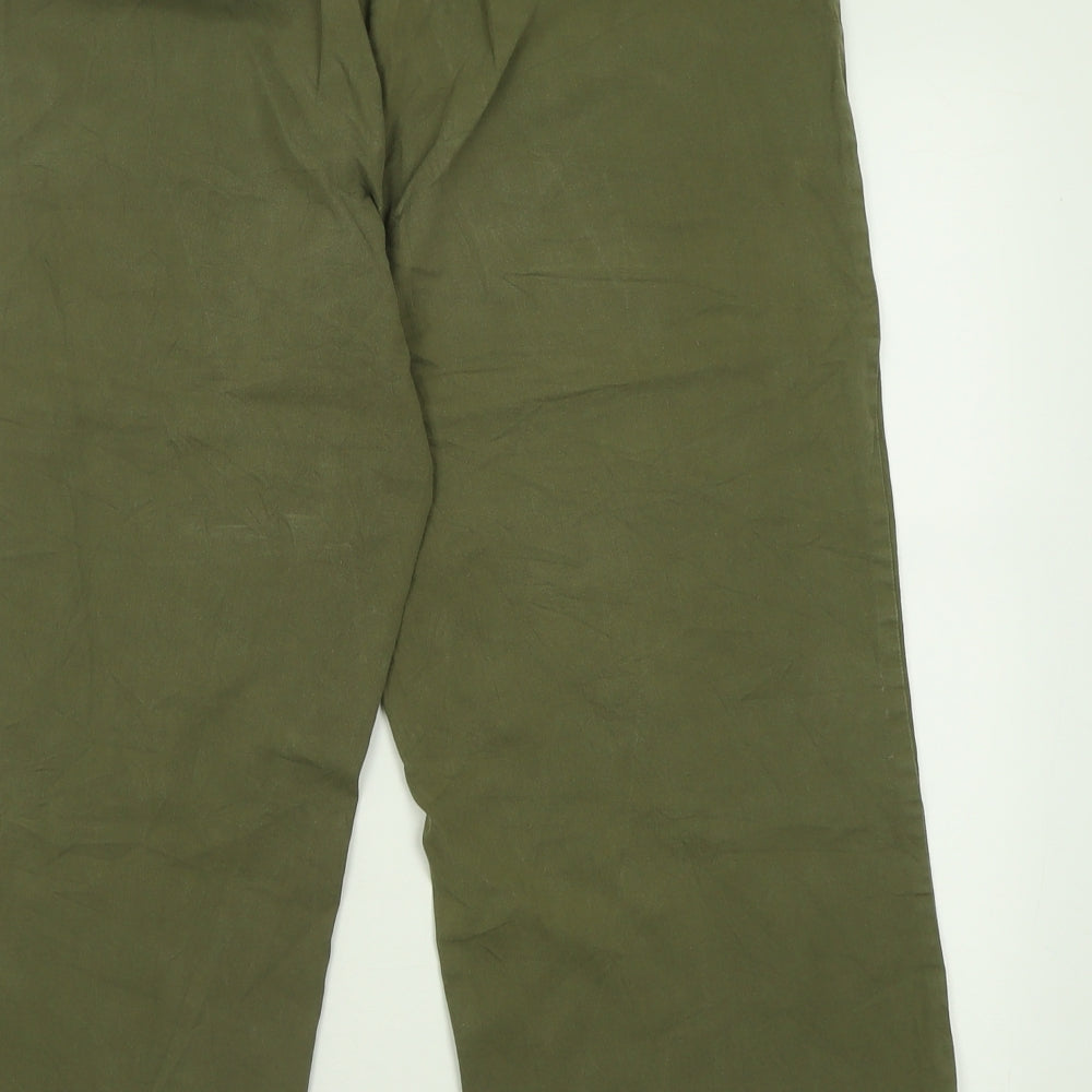 Canda Womens Green  Cotton Cropped Trousers Size 16 L22 in Regular Button