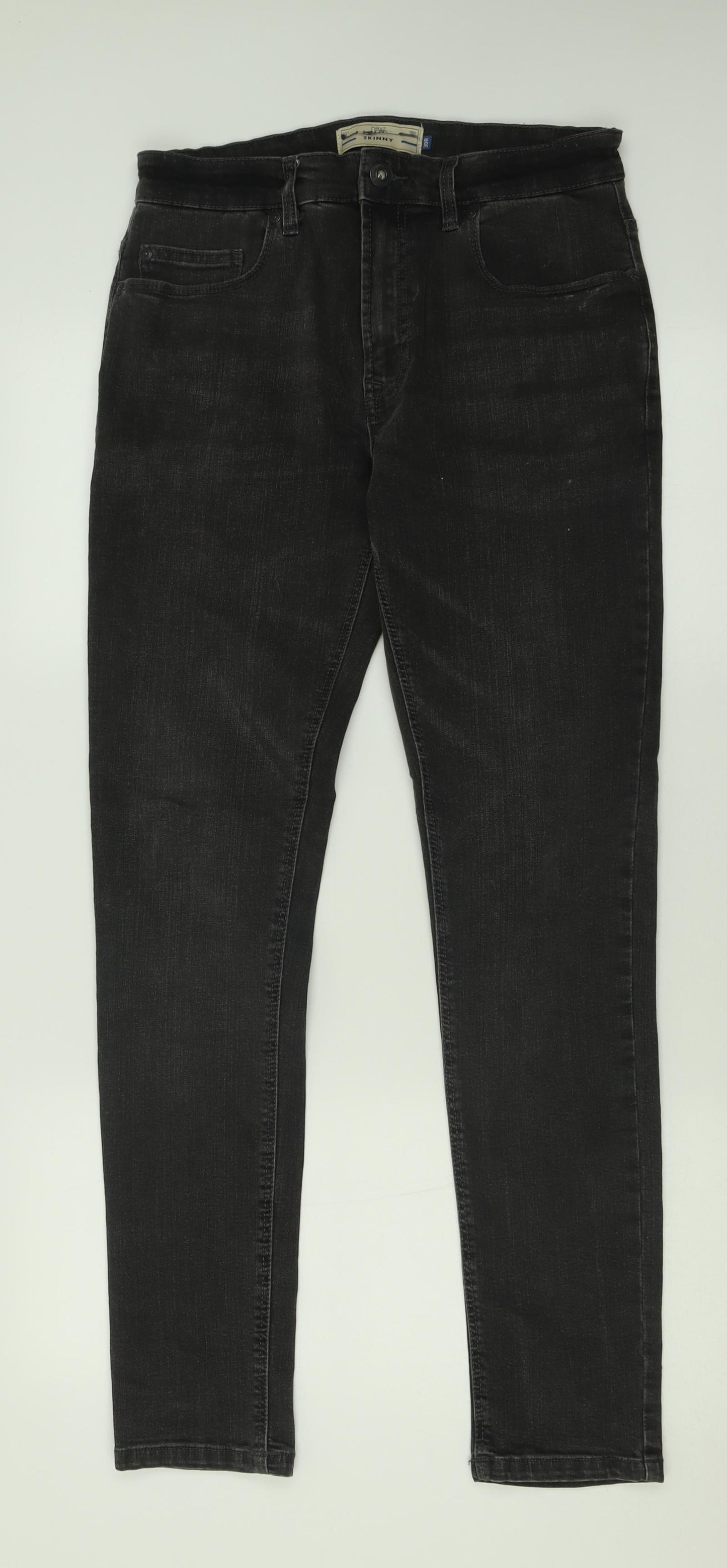 NEXT Mens Black  Cotton Straight Jeans Size 30 L31 in Regular Button
