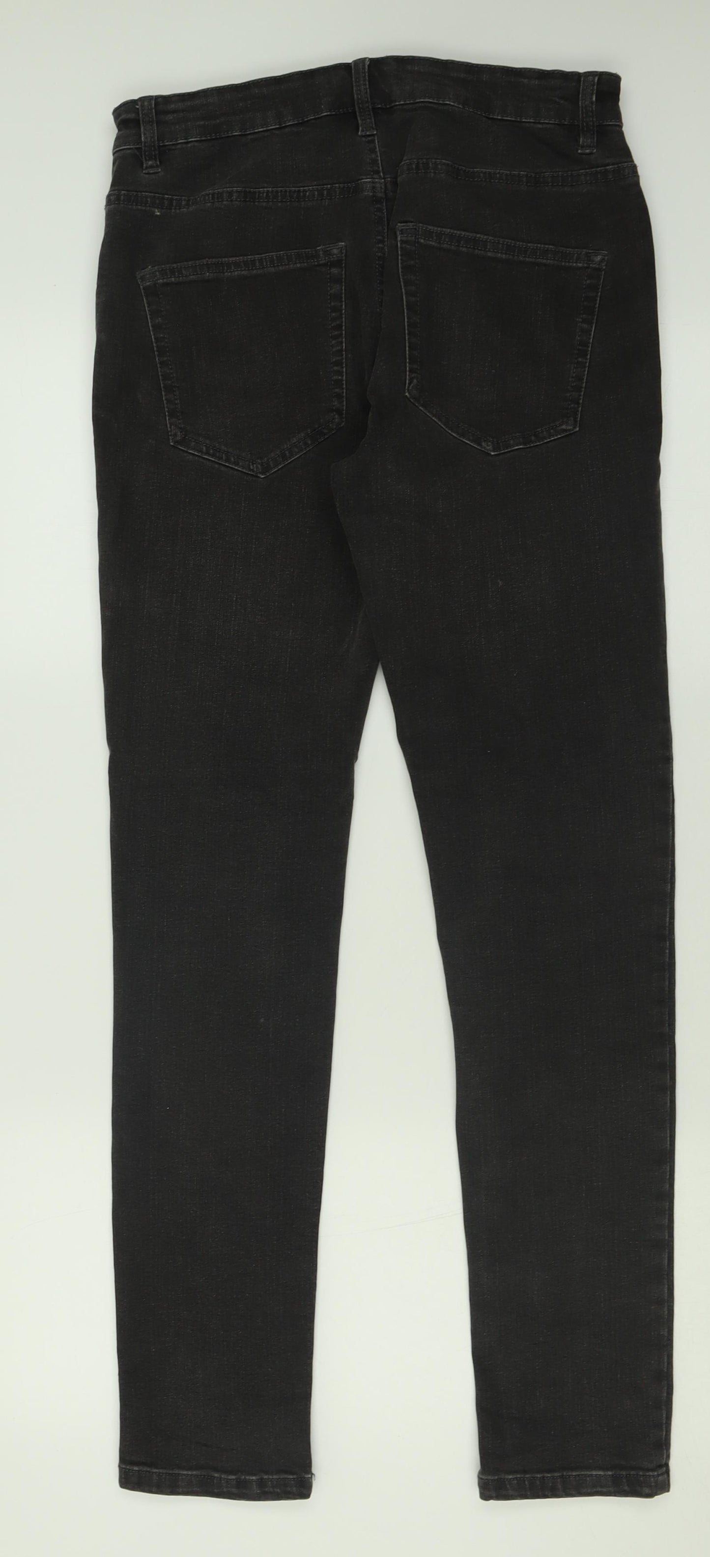 NEXT Mens Black  Cotton Straight Jeans Size 30 L31 in Regular Button