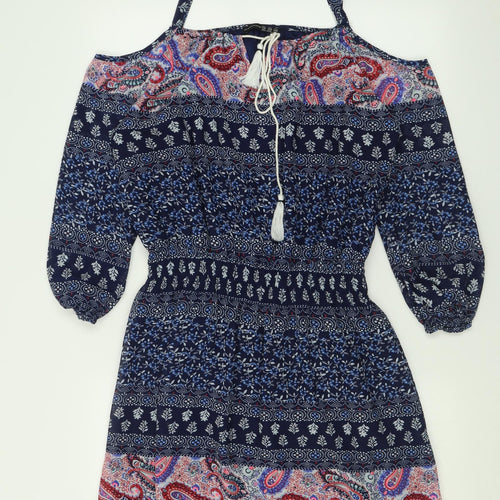 Atmosphere Womens Beige Geometric Polyester A-Line  Size 14   Pullover - Cold Shoulder