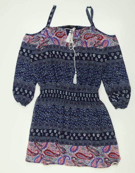 Atmosphere Womens Beige Geometric Polyester A-Line  Size 14   Pullover - Cold Shoulder