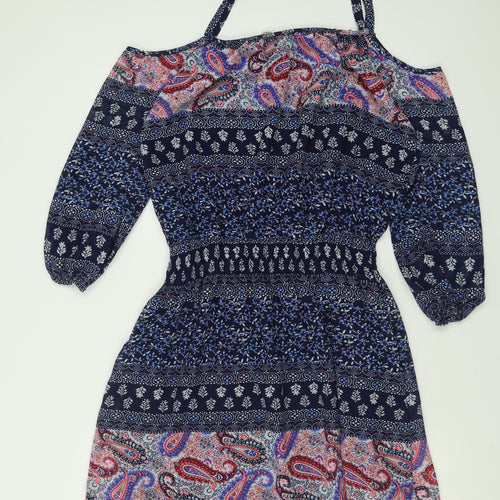 Atmosphere Womens Beige Geometric Polyester A-Line  Size 14   Pullover - Cold Shoulder