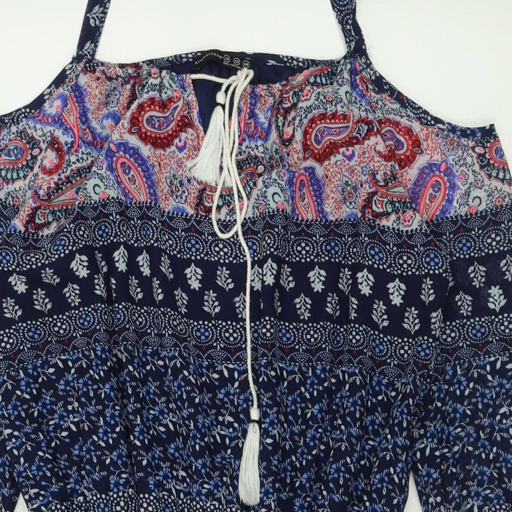 Atmosphere Womens Beige Geometric Polyester A-Line  Size 14   Pullover - Cold Shoulder