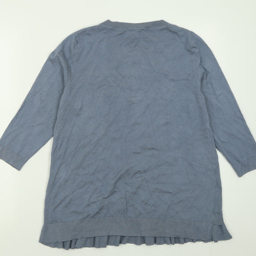 Peter Hahn Womens Blue Crew Neck  Viscose Pullover Jumper Size 16