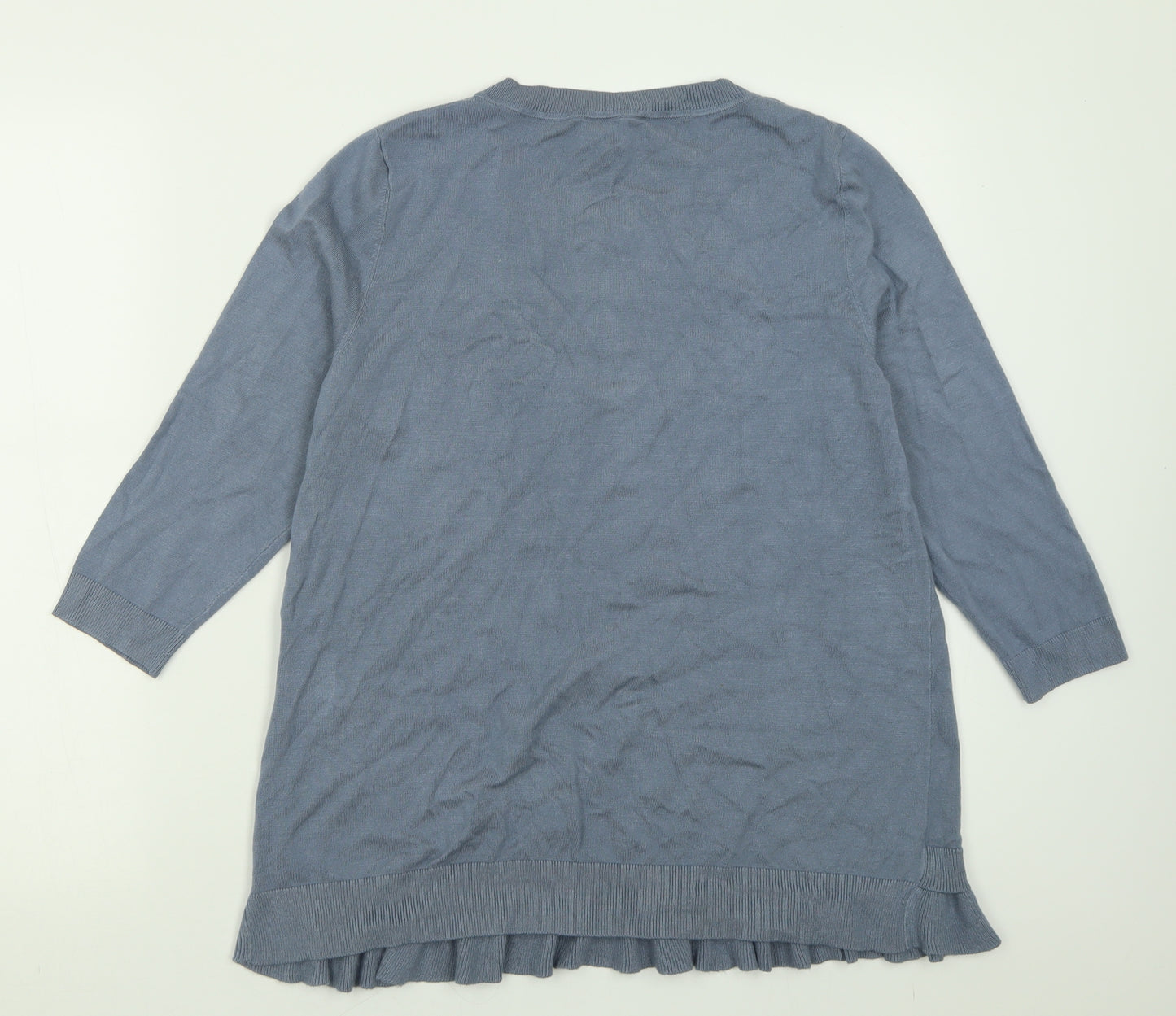 Peter Hahn Womens Blue Crew Neck  Viscose Pullover Jumper Size 16
