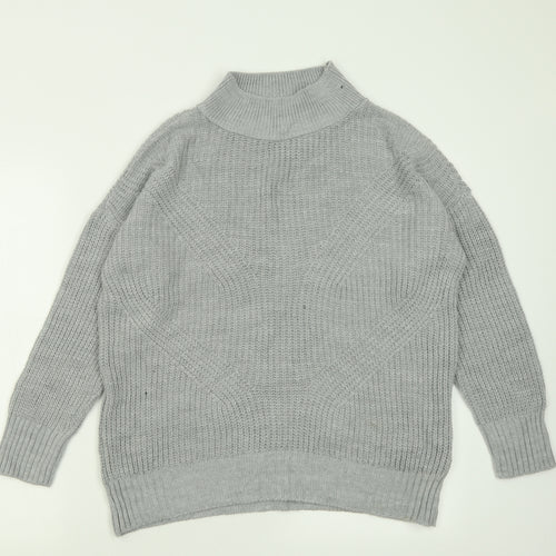 Primark Womens Grey High Neck  Acrylic Pullover Jumper Size M