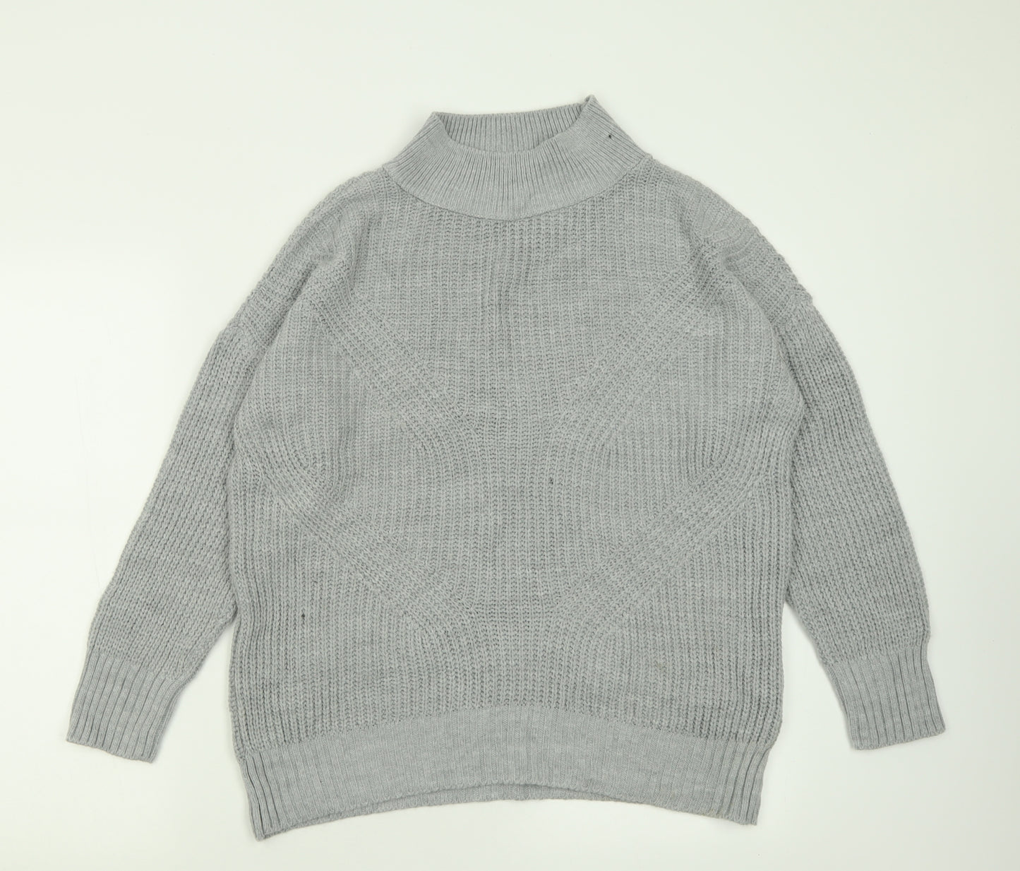 Primark Womens Grey High Neck  Acrylic Pullover Jumper Size M