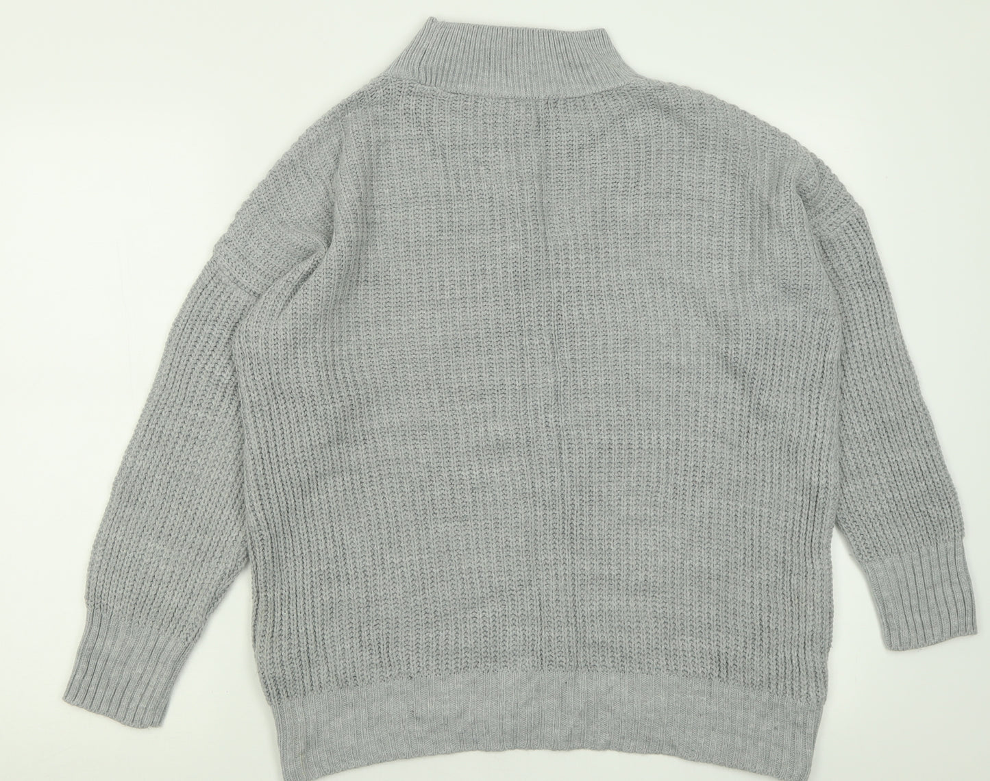 Primark Womens Grey High Neck  Acrylic Pullover Jumper Size M