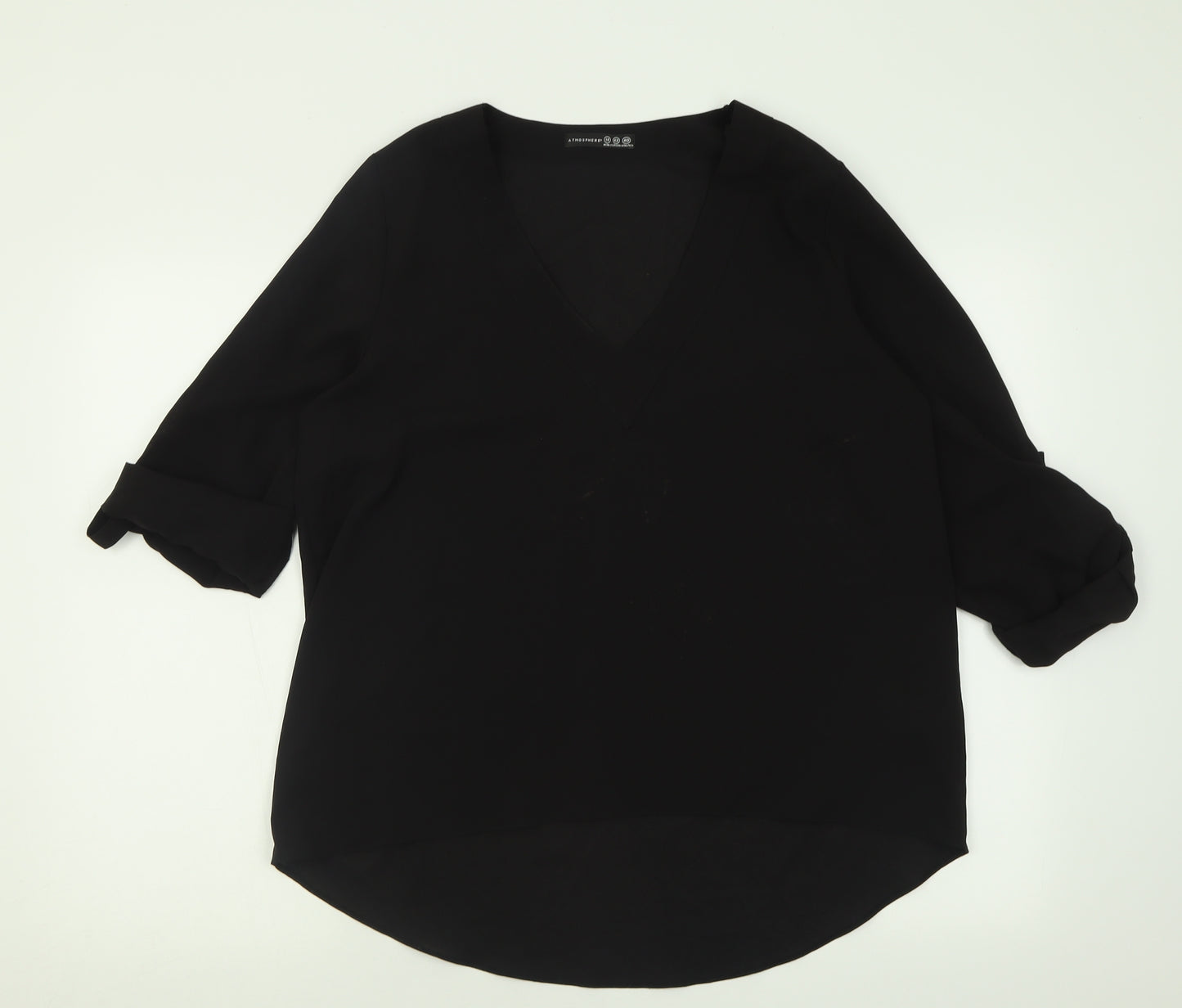 Atmosphere Womens Black  Polyester Basic Blouse Size 14 V-Neck