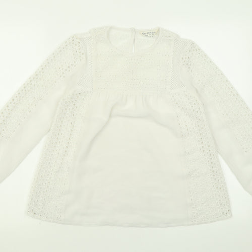Miss Selfridge Womens White  Polyester Basic Blouse Size 8 Crew Neck