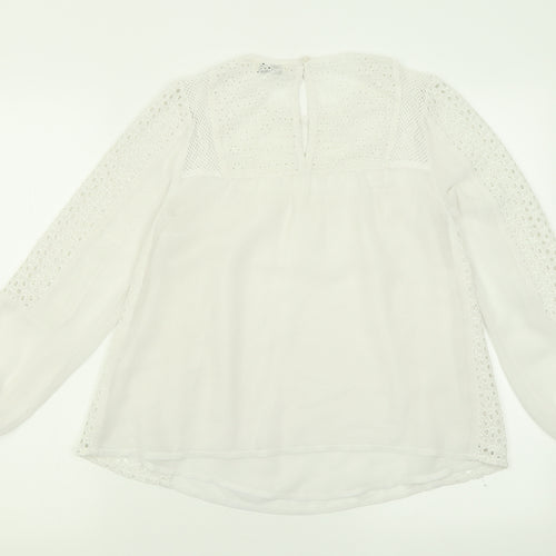 Miss Selfridge Womens White  Polyester Basic Blouse Size 8 Crew Neck