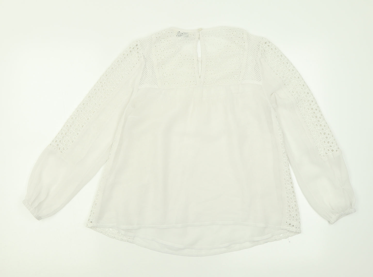 Miss Selfridge Womens White  Polyester Basic Blouse Size 8 Crew Neck
