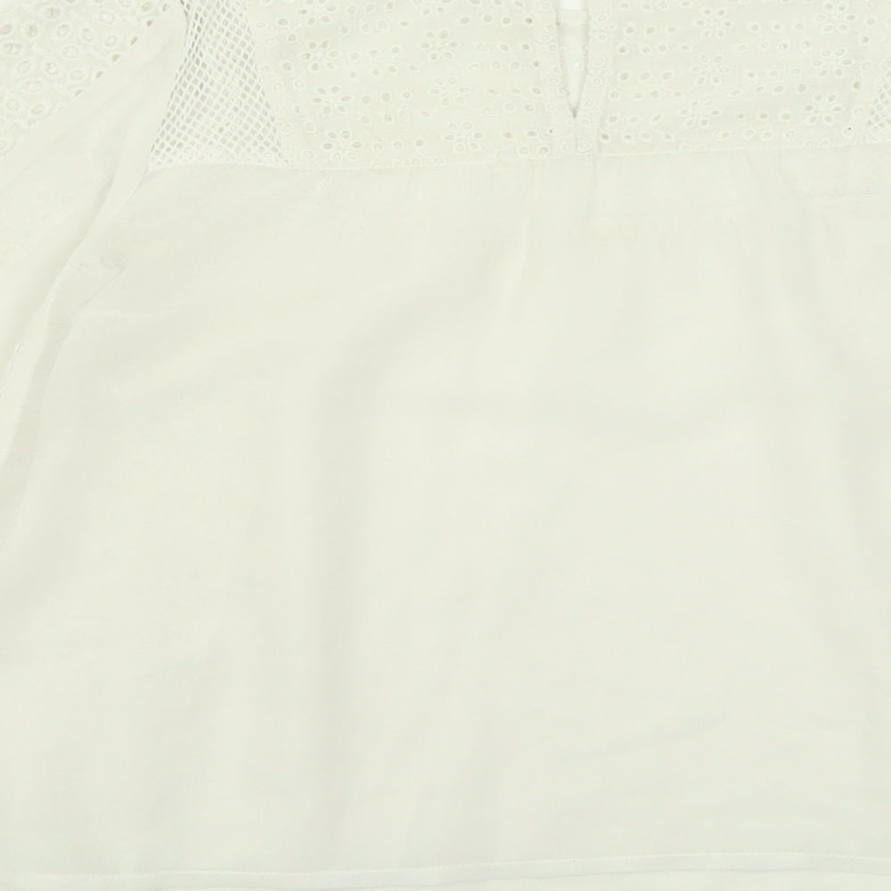Miss Selfridge Womens White  Polyester Basic Blouse Size 8 Crew Neck