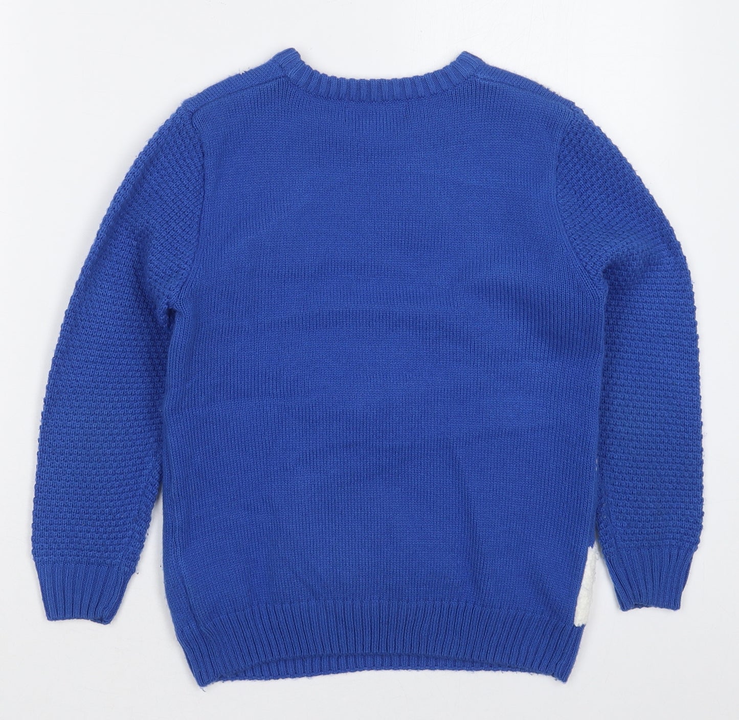 George Boys Blue Crew Neck  Acrylic Pullover Jumper Size 7-8 Years  Pullover - Snowman