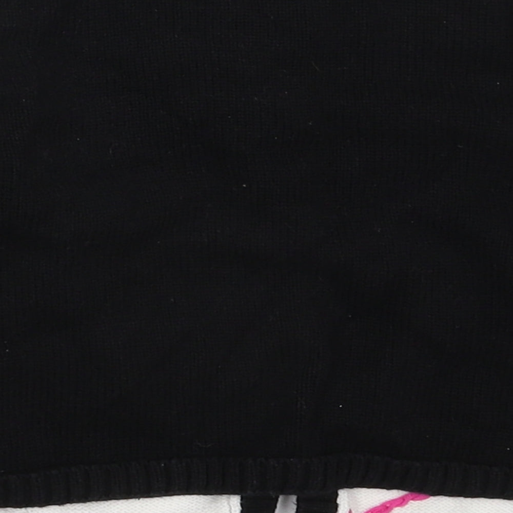 NBC Girls White Striped Cotton Cardigan Jumper Size 12-18 Months  Button - Black and White Hearts