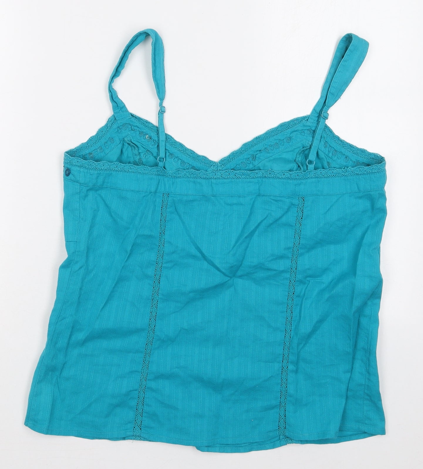 Per Una Womens Blue Geometric Cotton Basic Tank Size 14 V-Neck