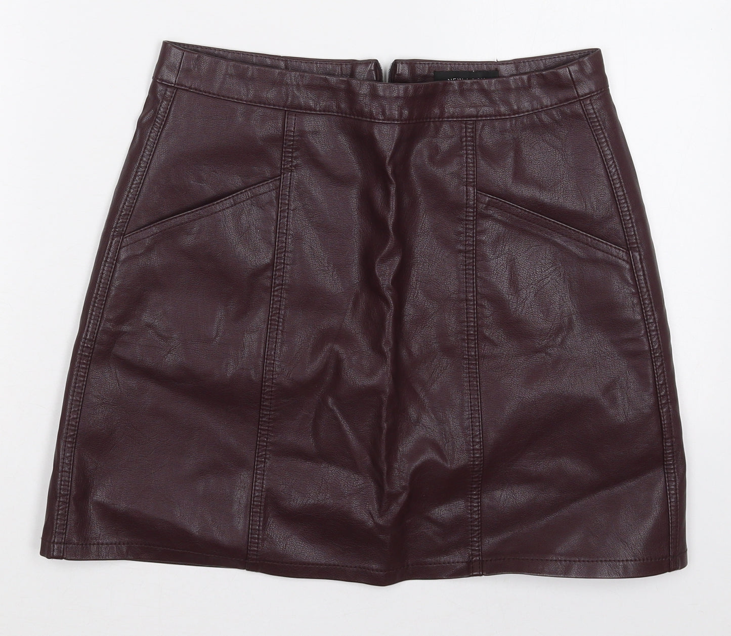 New Look Womens Purple  Polyurethane Mini Skirt Size 10   Zip