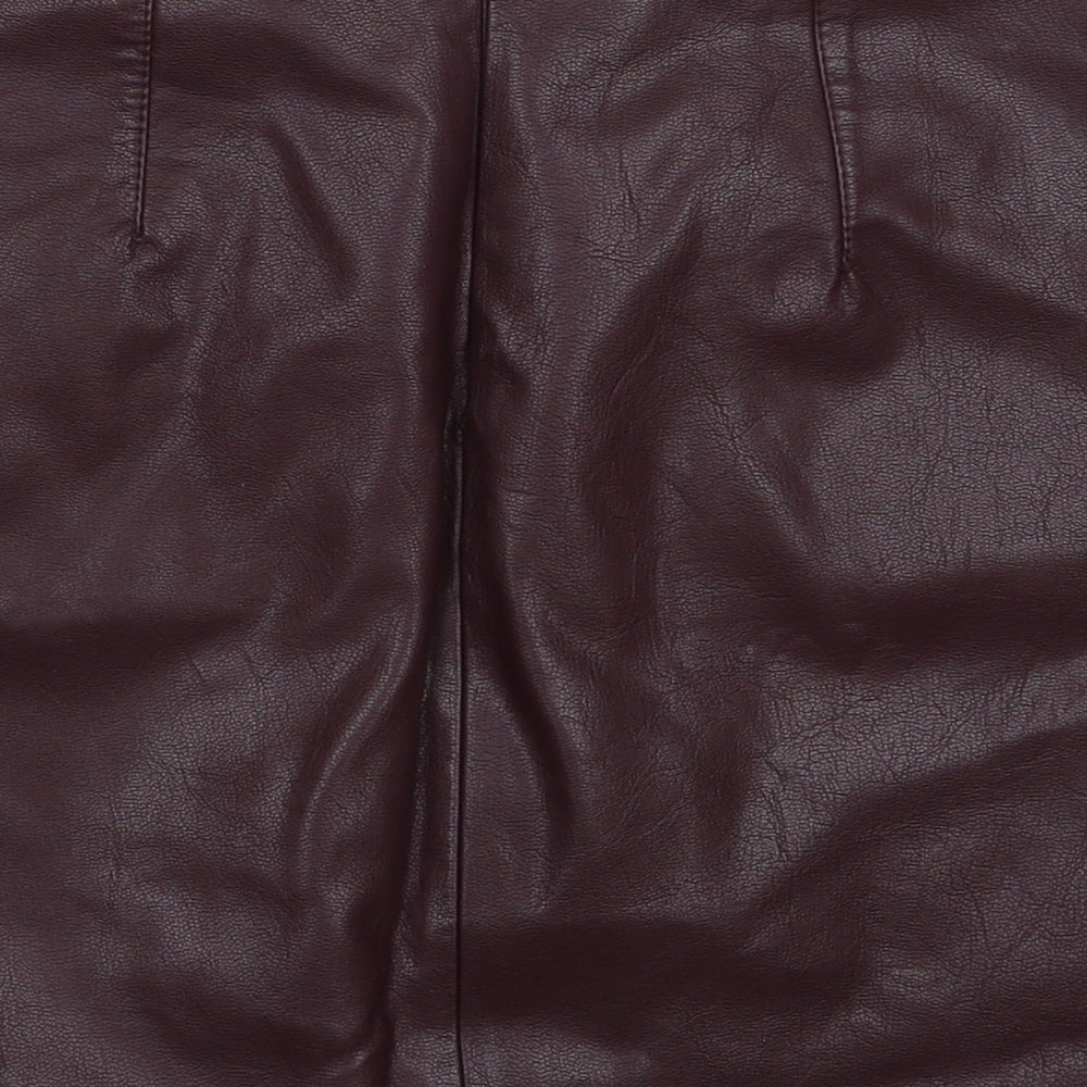 New Look Womens Purple  Polyurethane Mini Skirt Size 10   Zip
