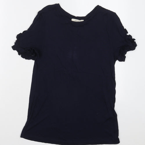Oasis Womens Blue  Viscose Basic T-Shirt Size XS Crew Neck