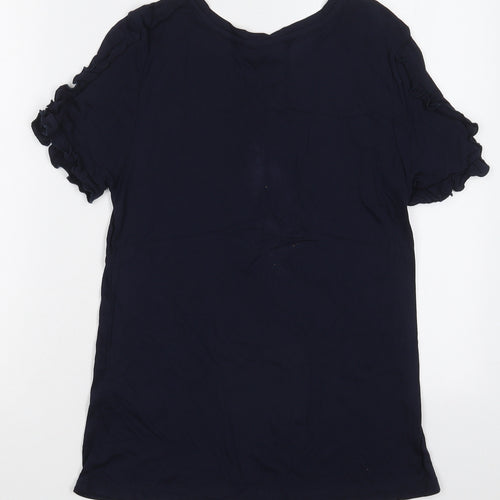 Oasis Womens Blue  Viscose Basic T-Shirt Size XS Crew Neck