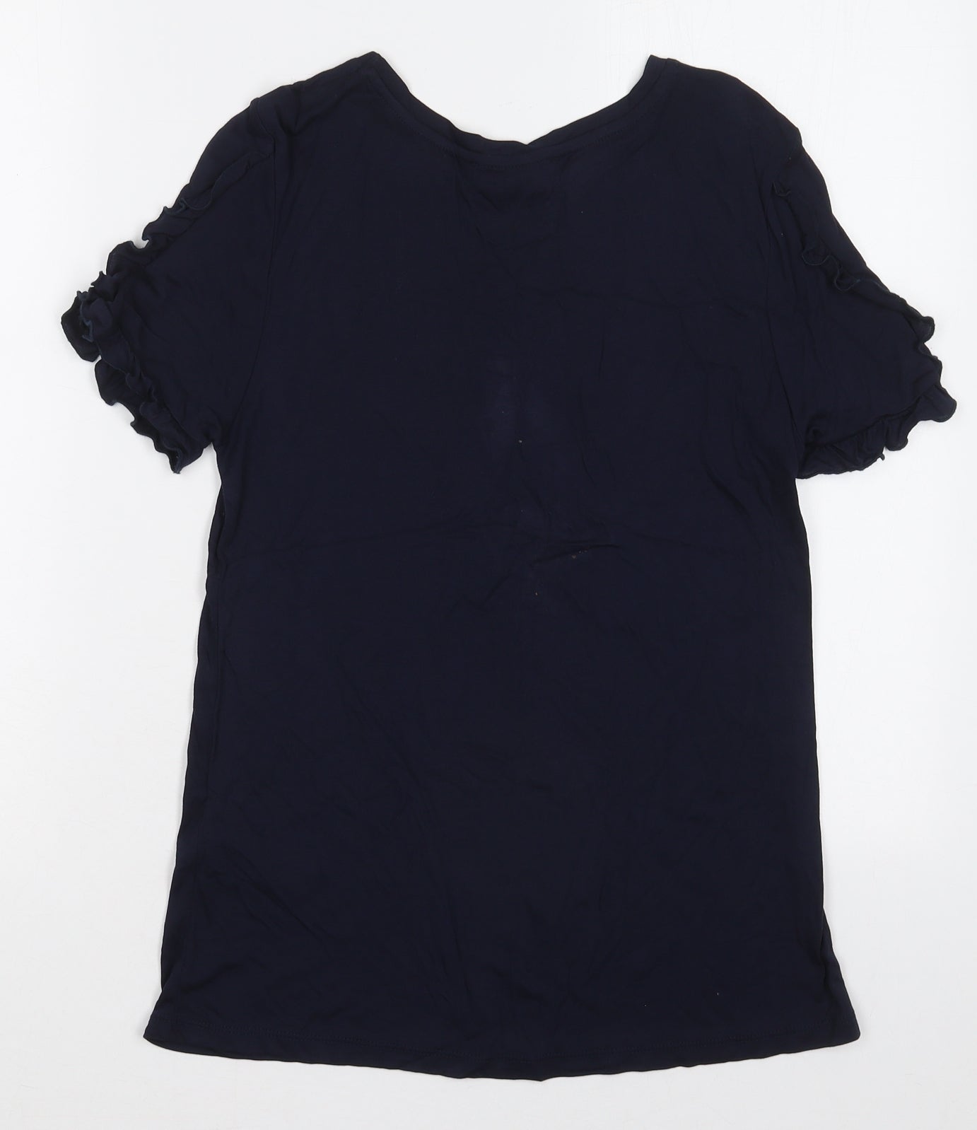Oasis Womens Blue  Viscose Basic T-Shirt Size XS Crew Neck