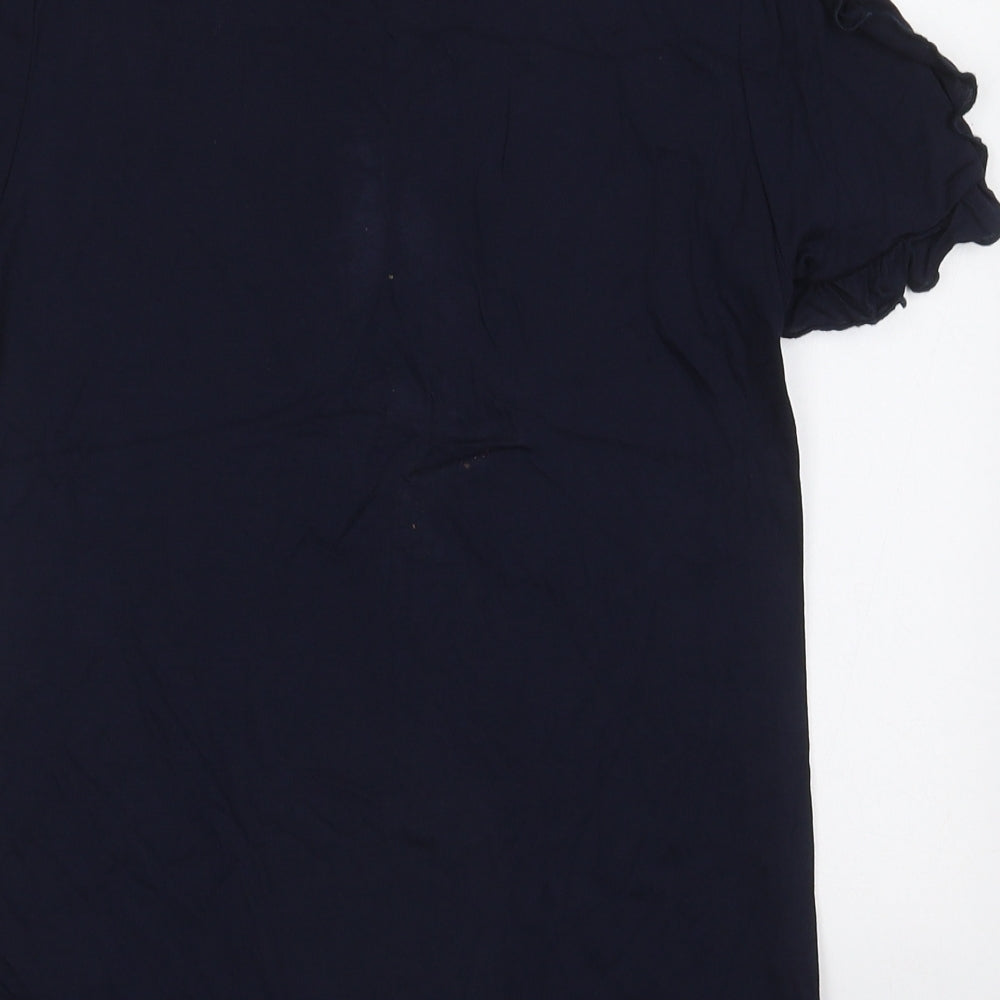Oasis Womens Blue  Viscose Basic T-Shirt Size XS Crew Neck